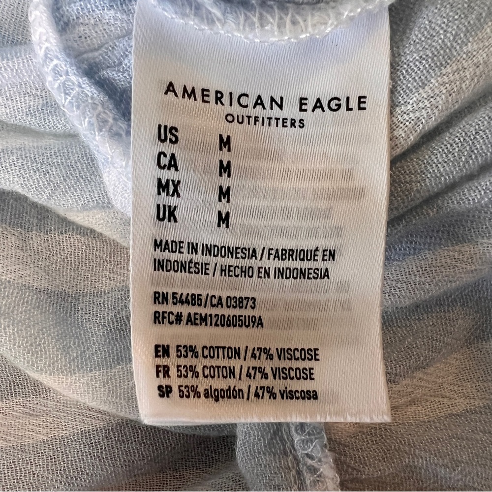 American Eagle Outfitters Light Blue & White Striped Crisscross Halter Top Sze M - Picture 5 of 6